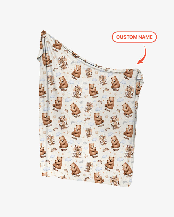 Custom Name Blessed By God Spoiled By Grandma Swaddle Blanket