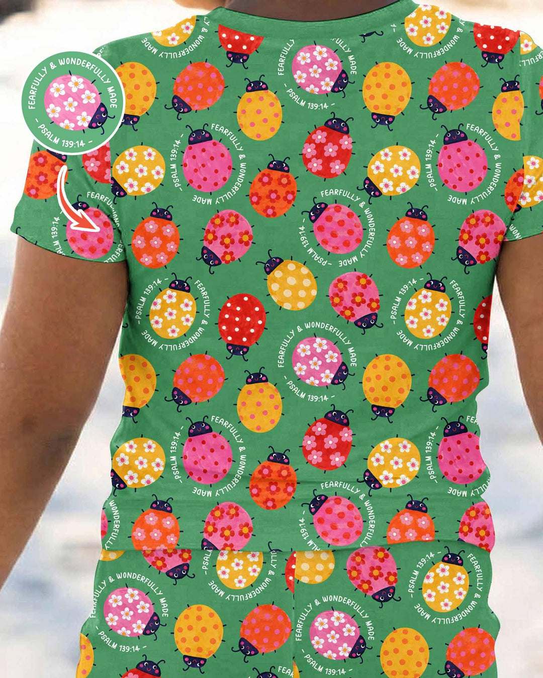 Zweiteiliges, kurzärmliges Pyjama-Set mit Marienkäfern