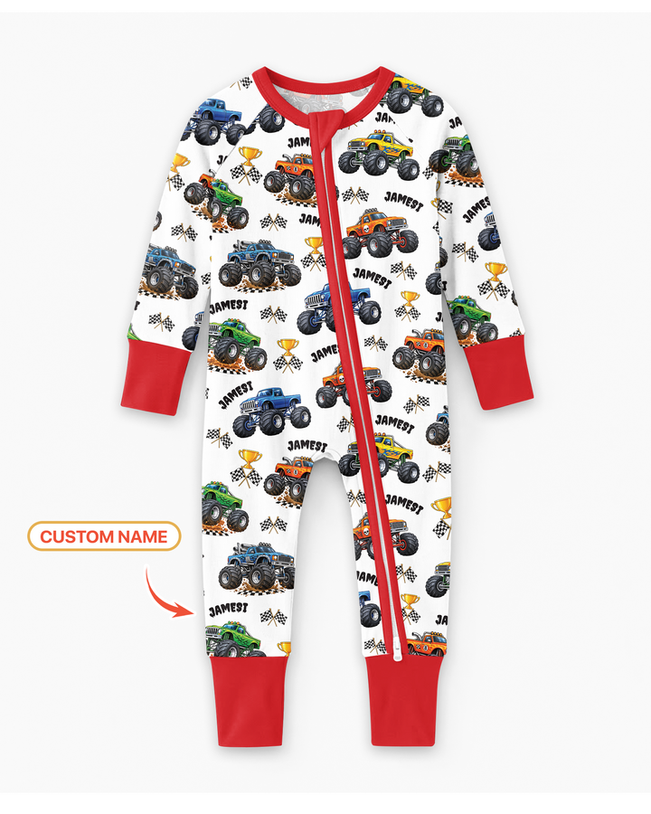 Custom Name Monster Trucks Bamboo Convertible Zippy
