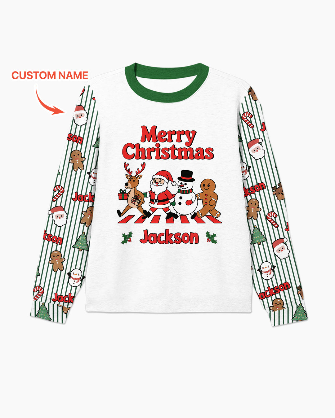 Custom Name Funny Christmas Crossing Bamboo Men's Pajama Set