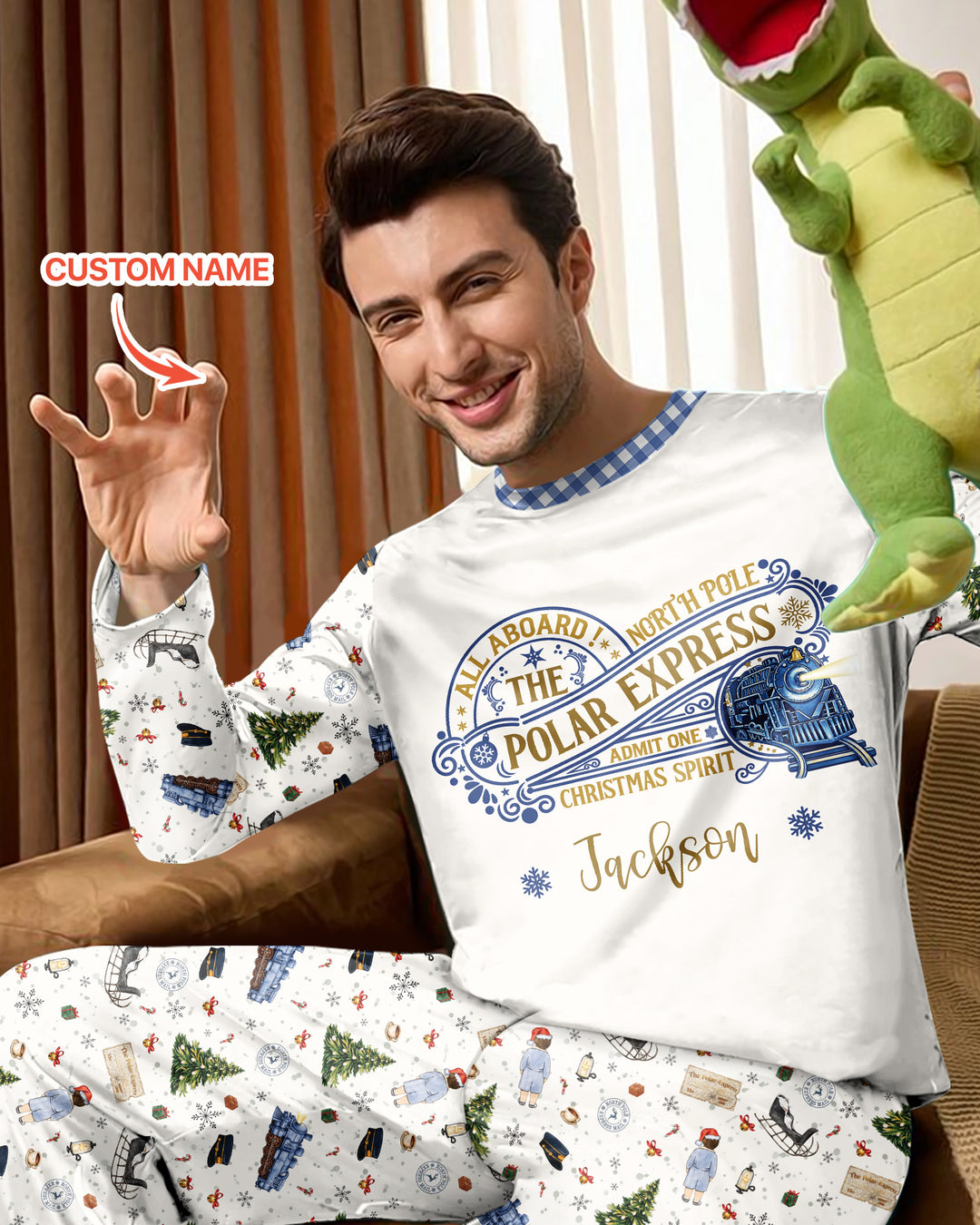 Custom Name North Pole Adventure Bamboo Men's Pajama Set