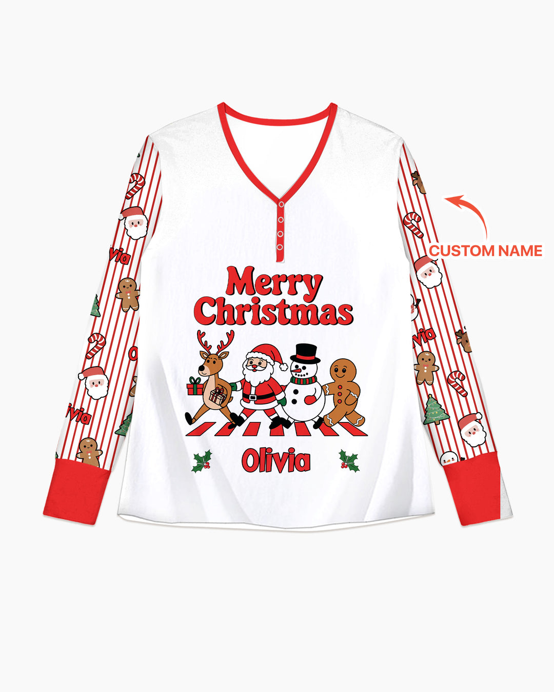 Custom Name Funny Christmas Crossing Bamboo Women Pajama Set