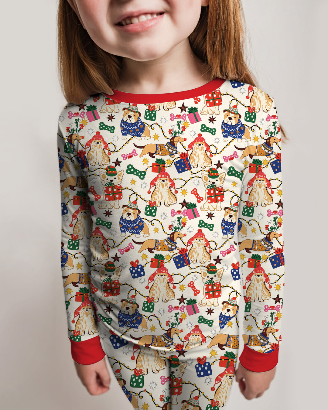 Jolly Christmas Pups Bamboo Two Piece Long Sleeve Pajama Set