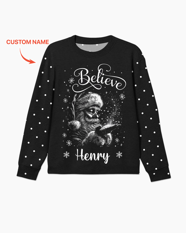 Custom Name Vintage Believe Santa Bamboo Men's Pajama Set