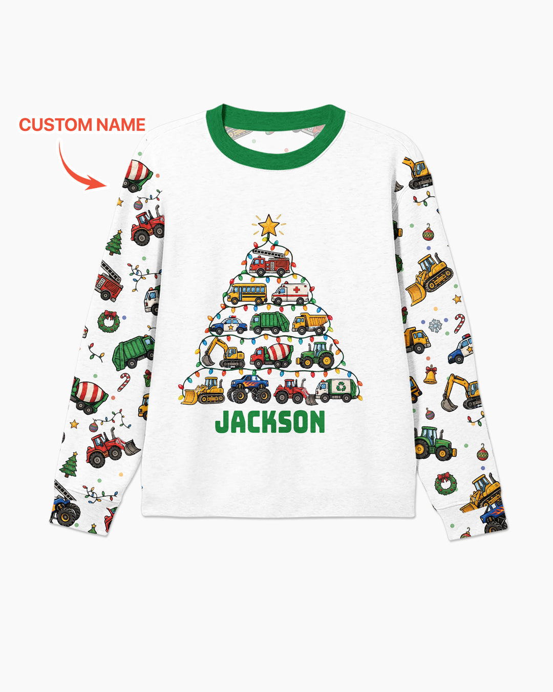Custom Name Little Trucks Christmas Tree Bamboo Men's Pajama Set