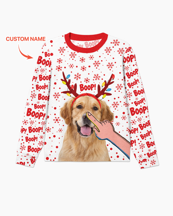 Custom Pet Photo Funny Christmas Boop Bamboo Men's Pajama Set