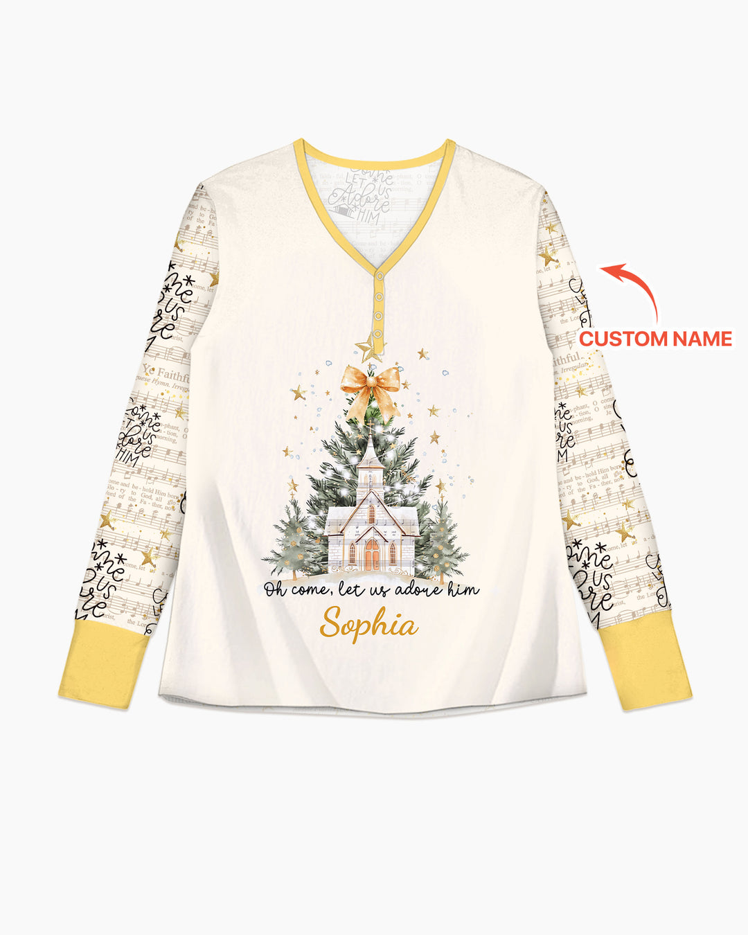 Oh Come Let Us Adore Him Custom Name Mommy And Me Matching Bamboo Women Pajama Set