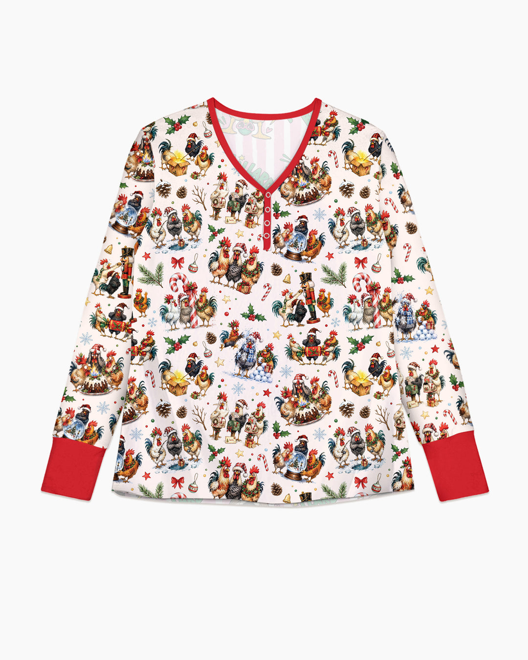 Funny Roosters On Christmas Bamboo Women Pajama Set