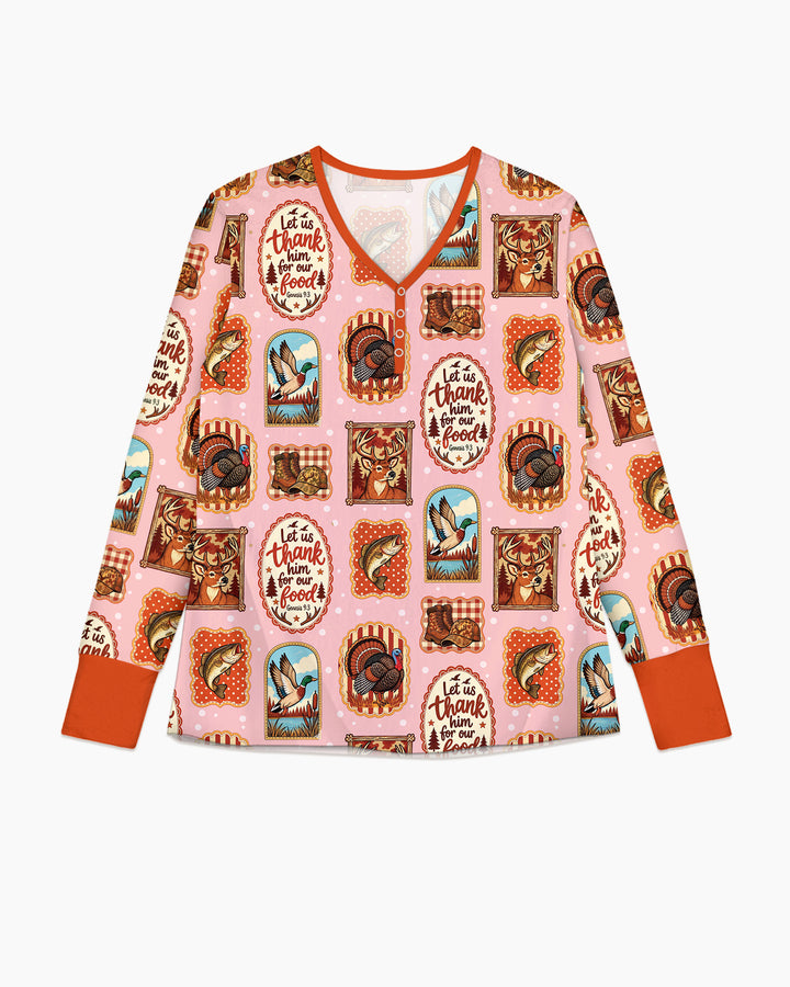Hunting Let Us Thank Him For Our Food Bamboo Women Pajama Set