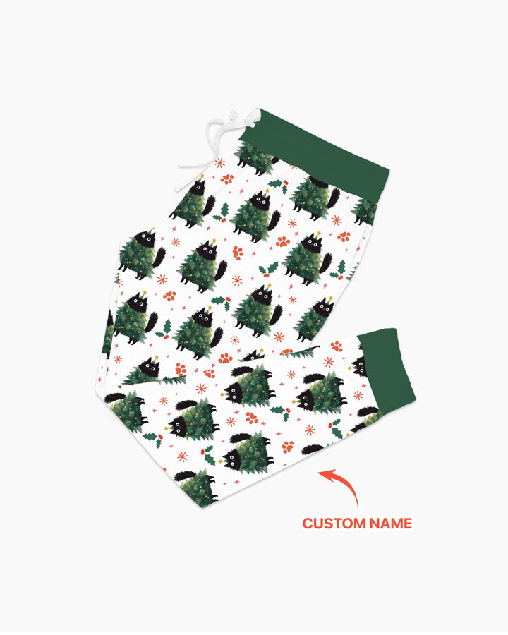 Custom Name Black Cat Christmas Bamboo Women Pajama Set