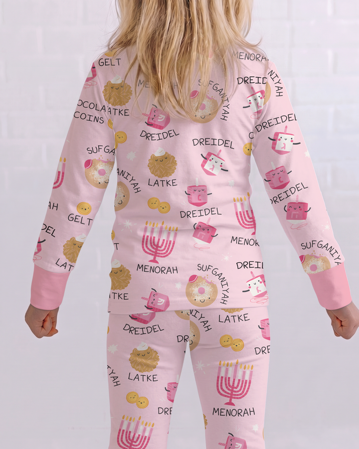 Custom Hanukkah Family Matching  Bamboo Two Piece Long Sleeve Pajama Set
