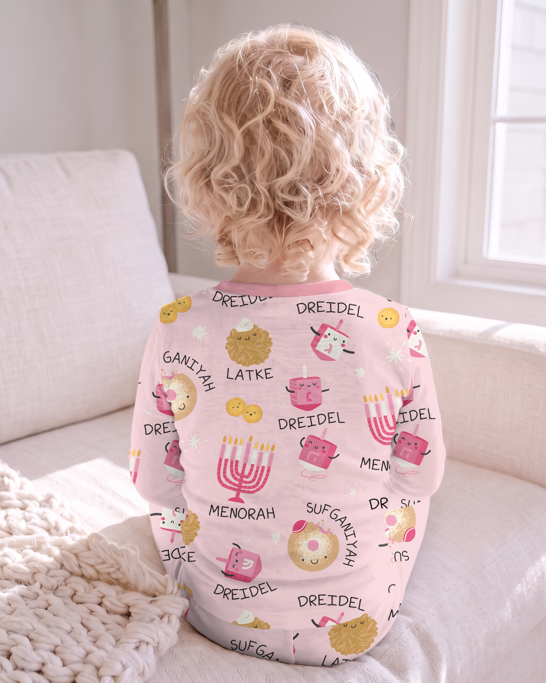 Custom Hanukkah Family Matching  Bamboo Two Piece Long Sleeve Pajama Set