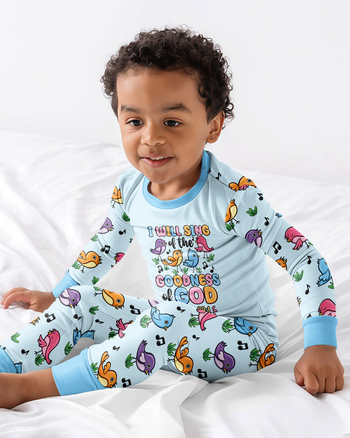 I Will Sing of the Goodness of God Bamboo Two Piece Long Sleeve Pajama Set
