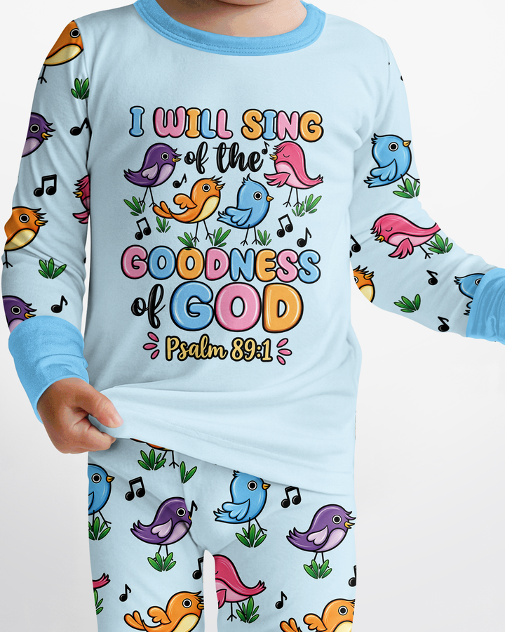 I Will Sing of the Goodness of God Bamboo Two Piece Long Sleeve Pajama Set