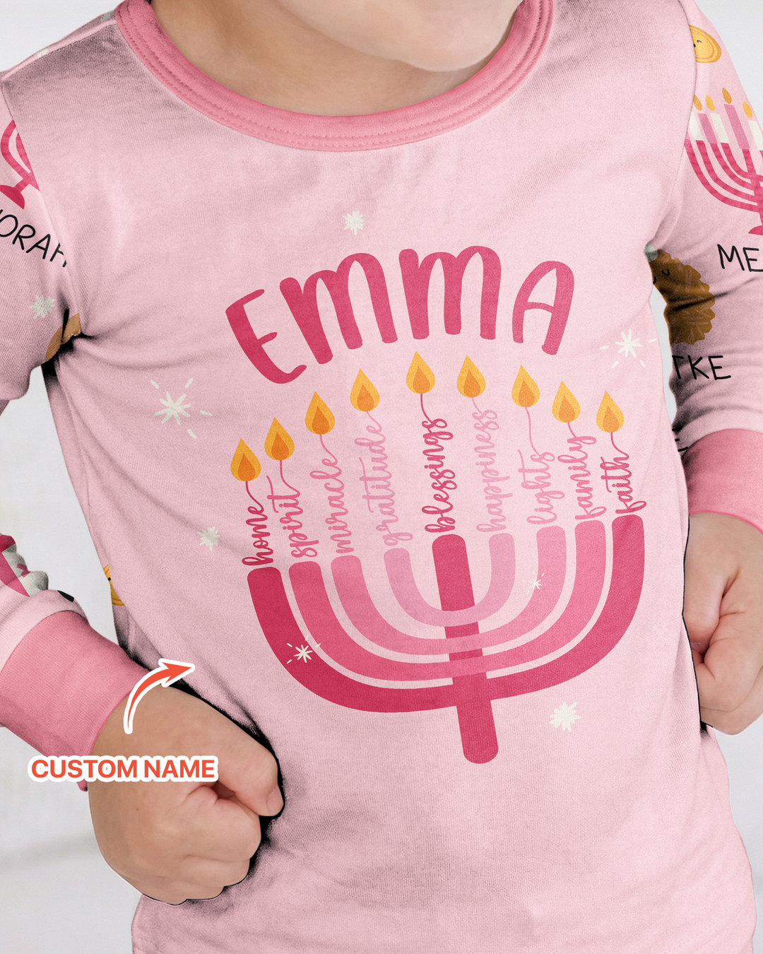 Custom Hanukkah Family Matching  Bamboo Two Piece Long Sleeve Pajama Set