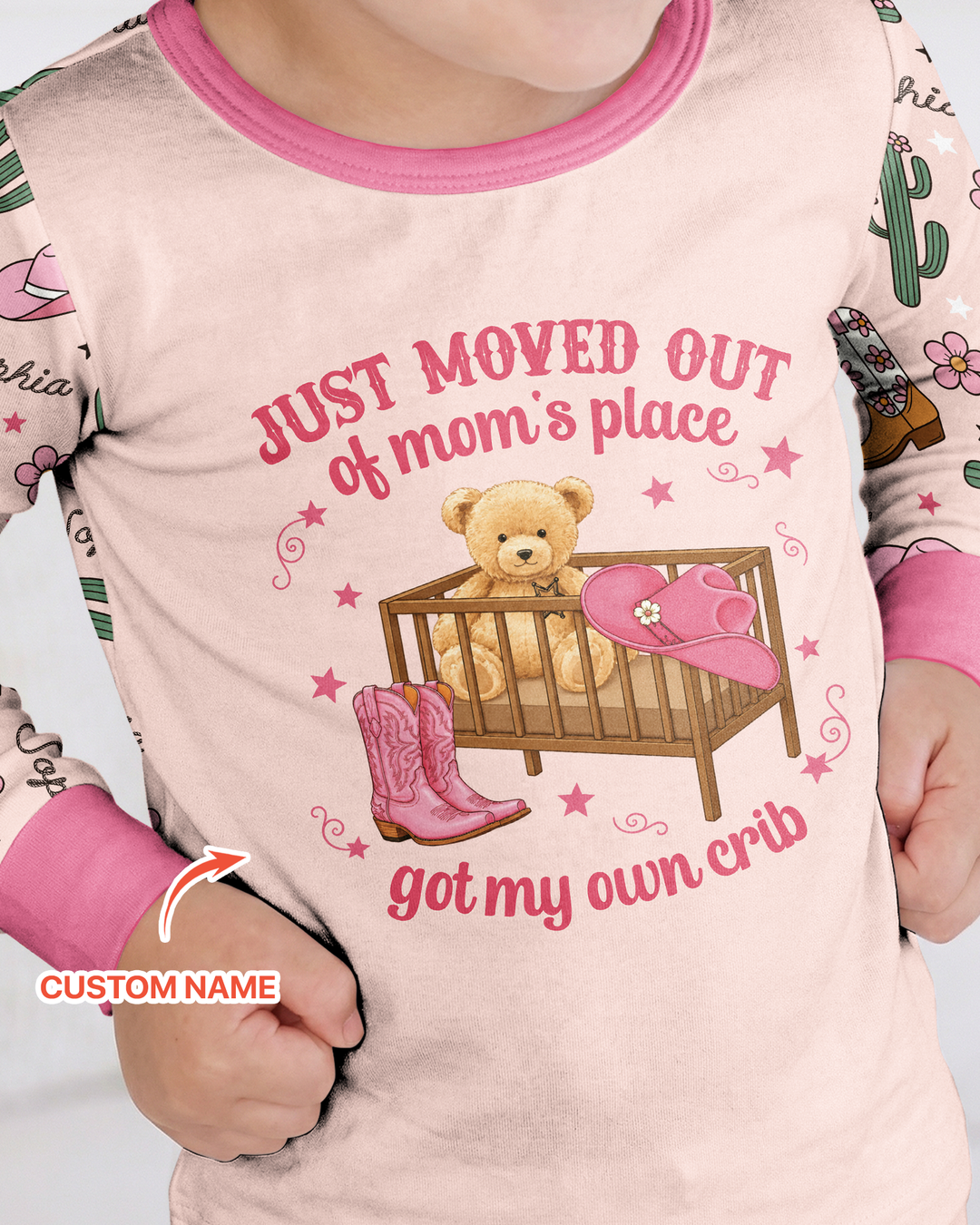 Custom Name Western Moved Out of My Mom's & Place Got My Own Crib Bamboo Two Piece Long Sleeve Pajama Set
