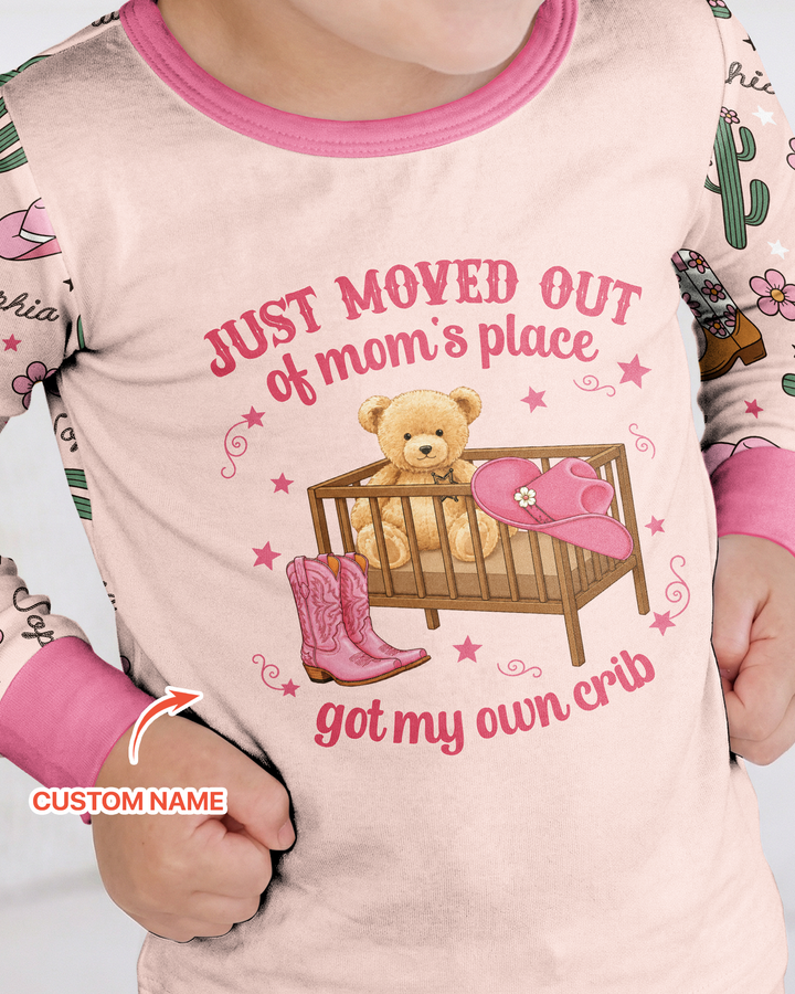 Custom Name Western Moved Out of My Mom's & Place Got My Own Crib Bamboo Two Piece Long Sleeve Pajama Set