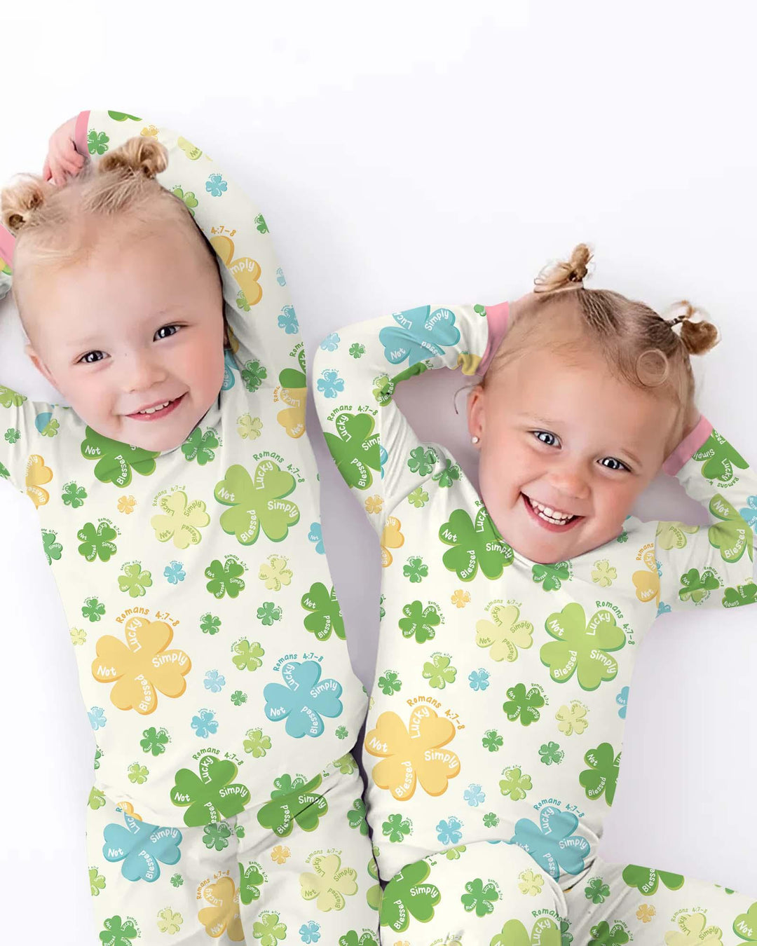 Shamrocks Print St. Patrick's Day Bamboo Two Piece Long Sleeve Pajama Set
