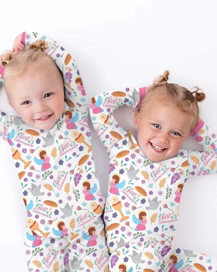 Zweiteiliges Langarm-Pyjama-Set mit Sommerfrüchten
