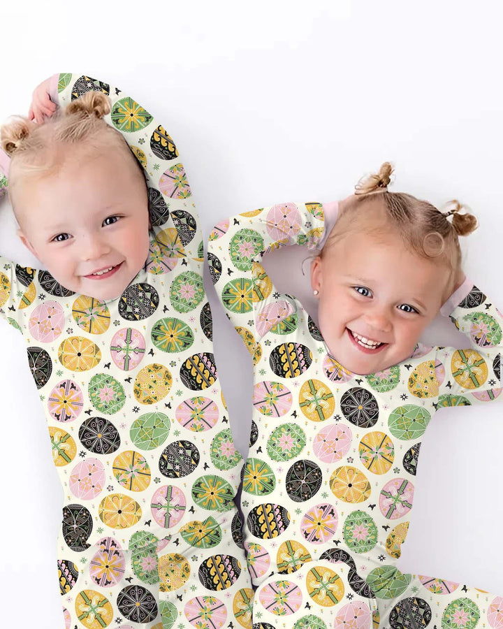 Zweiteiliges Langarm-Pyjama-Set mit Sommerfrüchten
