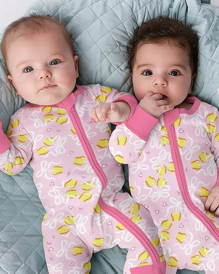 Softball Cherry Mom And Girl Matching Bamboo Convertible Zippy