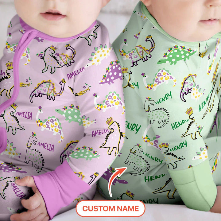 Custom Name Mardi Gras Saurus Bamboo Convertible Zippy