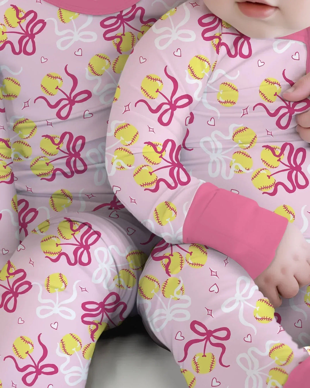Softball Cherry Mom And Girl Matching Bamboo Convertible Zippy