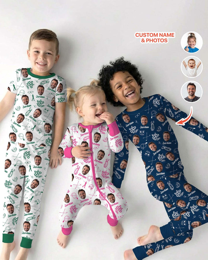 Custom Photo Best Dad By Par Bamboo Two Piece Long Sleeve Pajama Set