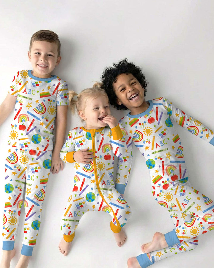 School Scribbles Bamboo Two Piece Long Sleeve Pajama Set