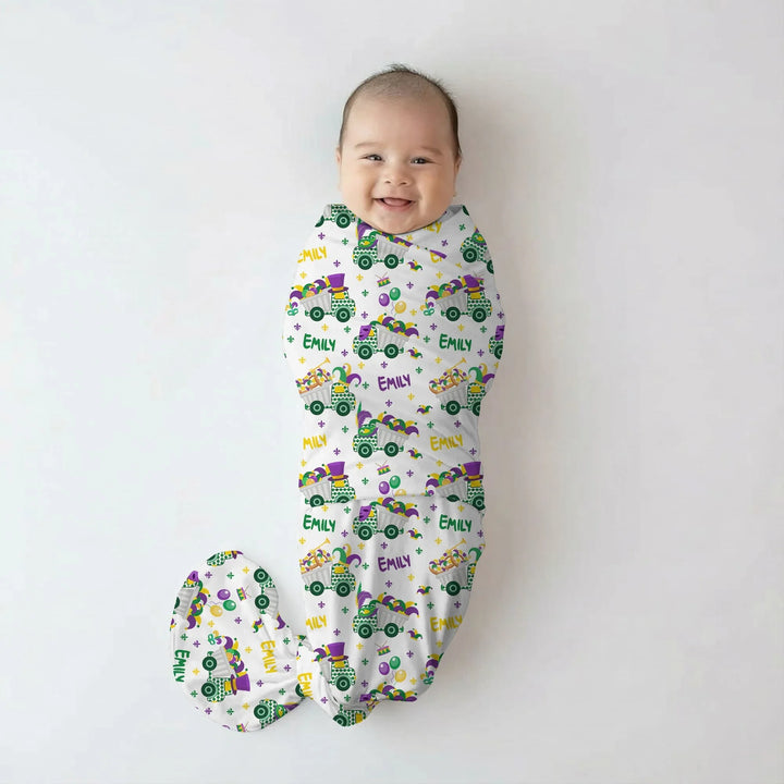 Mardi Gras Trucks Bamboo Swaddle Blanket