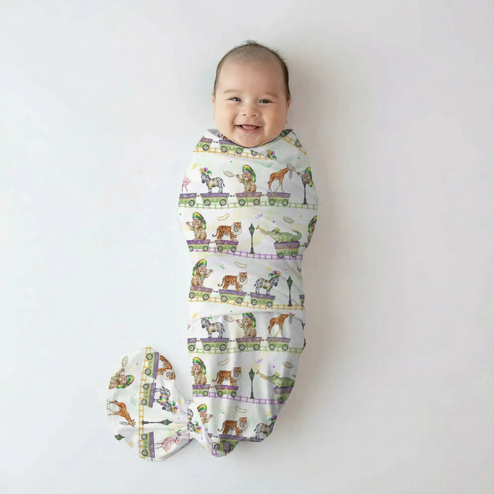 Mardi Gras Jungle Krewe Bamboo Swaddle Blanket