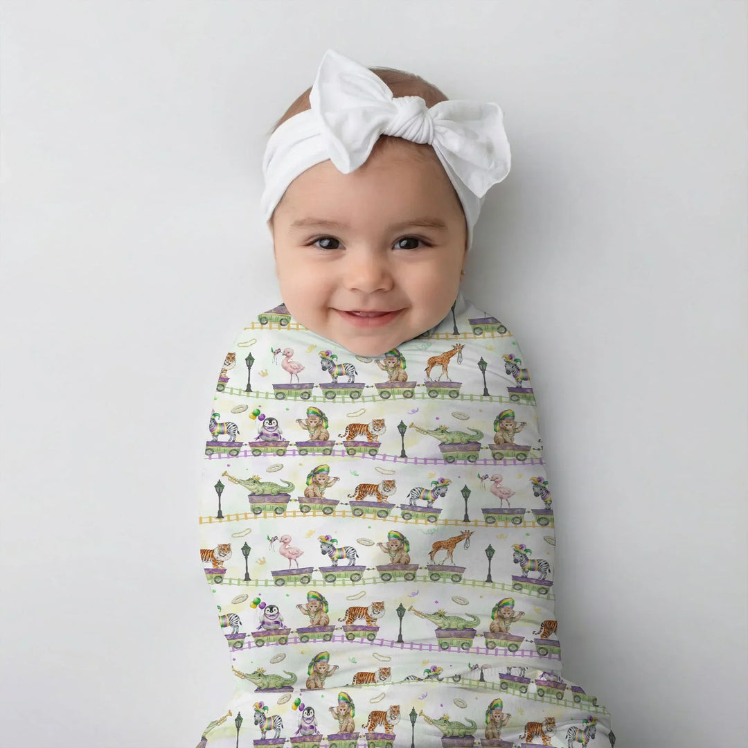Mardi Gras Jungle Krewe Bamboo Swaddle Blanket