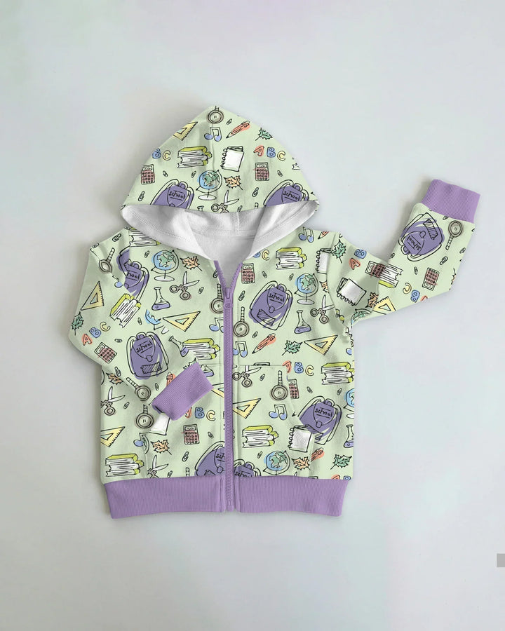 Doodle School Days Bamboo Zip Hoodie