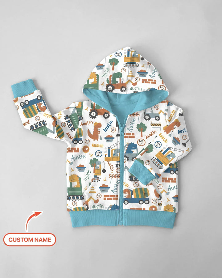 Personalisierter Dino-Bagge Bamus-Reißverschluss-Hoodie