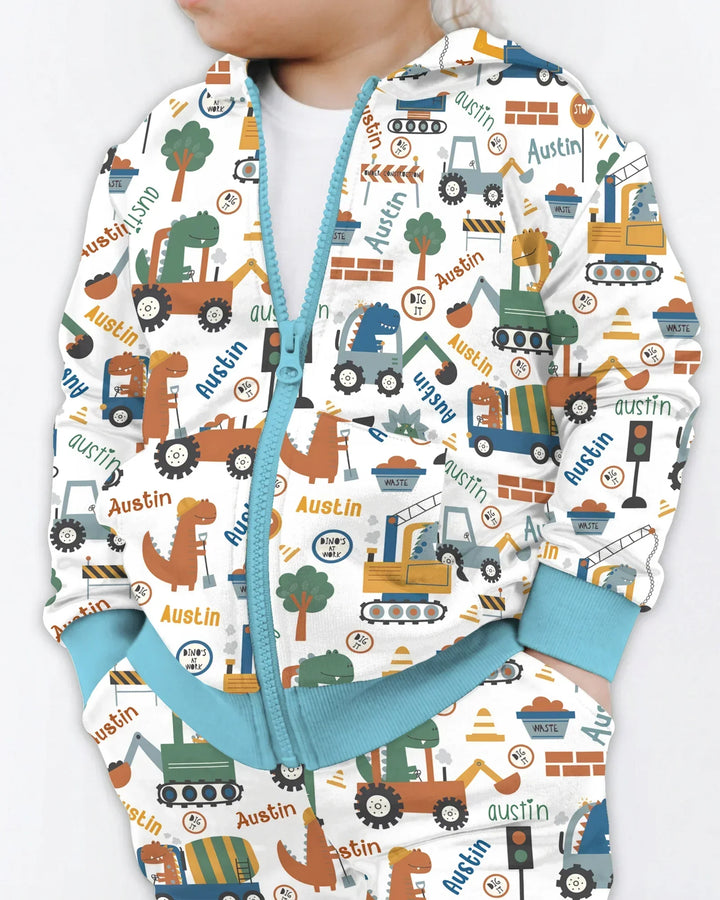 Personalisierter Dino-Bagge Bamus-Reißverschluss-Hoodie