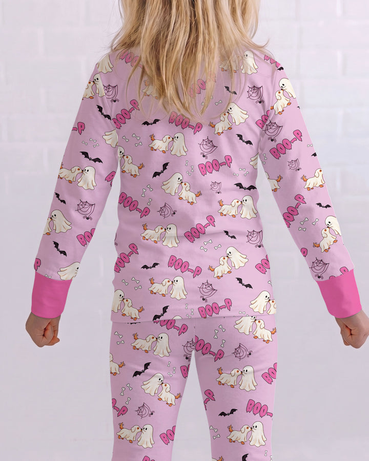 Boo-P Ghost Dog Bamboo Two Piece Long Sleeve Pajama Set