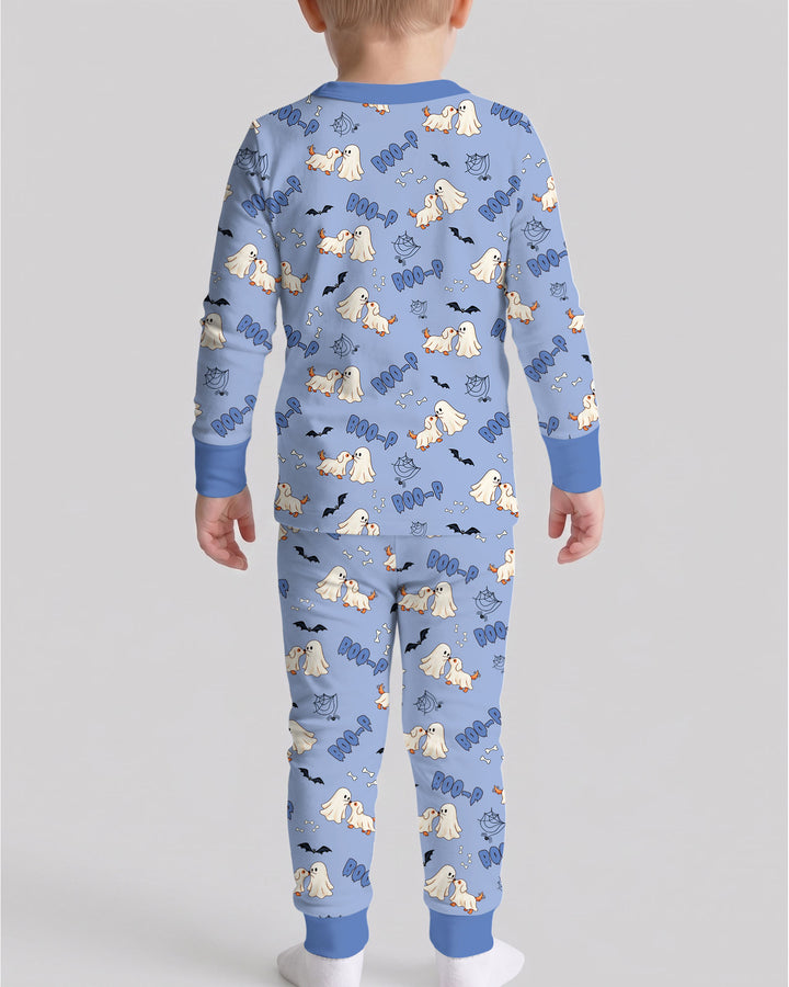 Boo-P Ghost Dog Bamboo Two Piece Long Sleeve Pajama Set