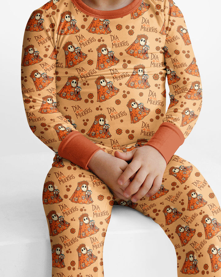 Día De Los Muertos Spooky Bamboo Two Piece Long Sleeve Pajama Set