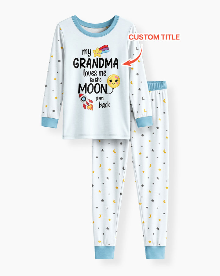 My Grandma Loves Me To The Moon And Back Bamboo Two Piece Long Sleeve Pajama Set