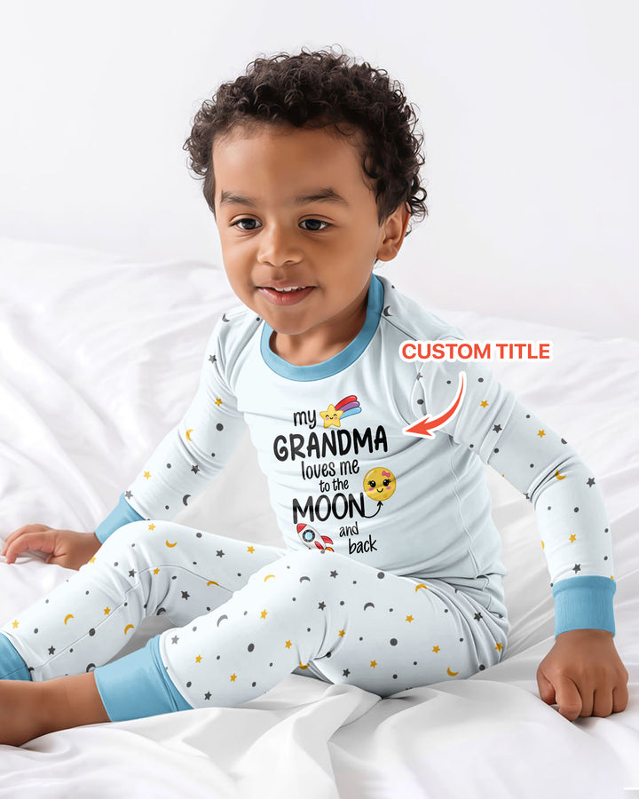 My Grandma Loves Me To The Moon And Back Bamboo Two Piece Long Sleeve Pajama Set
