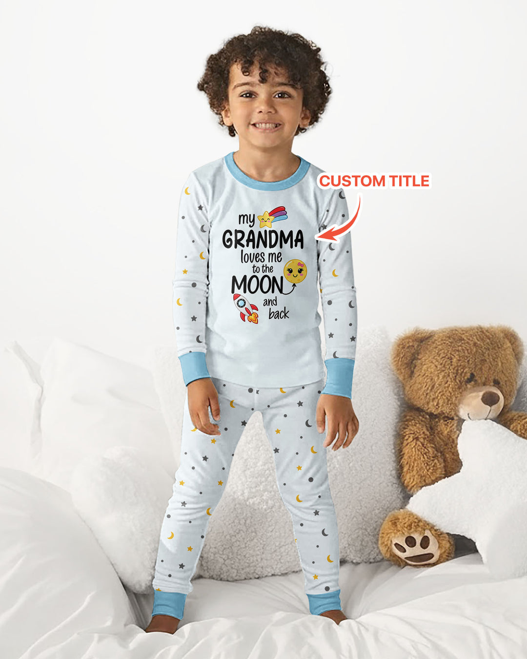 My Grandma Loves Me To The Moon And Back Bamboo Two Piece Long Sleeve Pajama Set