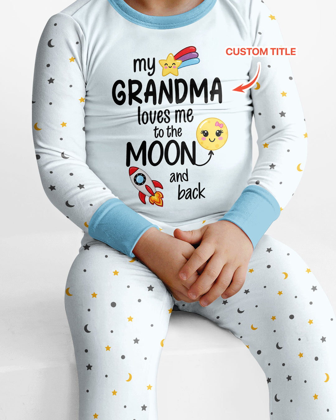 My Grandma Loves Me To The Moon And Back Bamboo Two Piece Long Sleeve Pajama Set