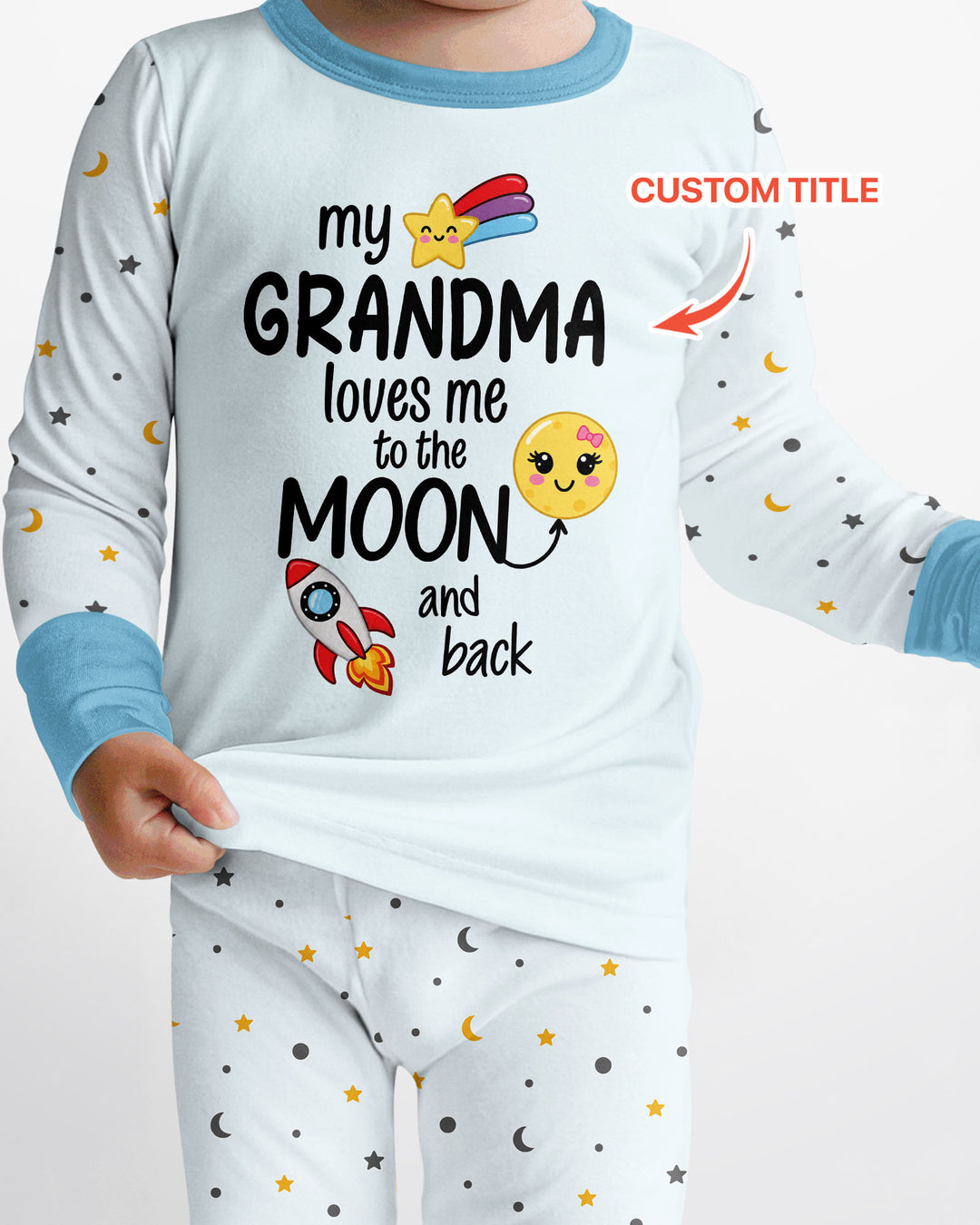 My Grandma Loves Me To The Moon And Back Bamboo Two Piece Long Sleeve Pajama Set