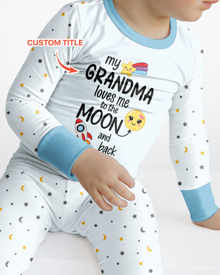 My Grandma Loves Me To The Moon And Back Bamboo Two Piece Long Sleeve Pajama Set