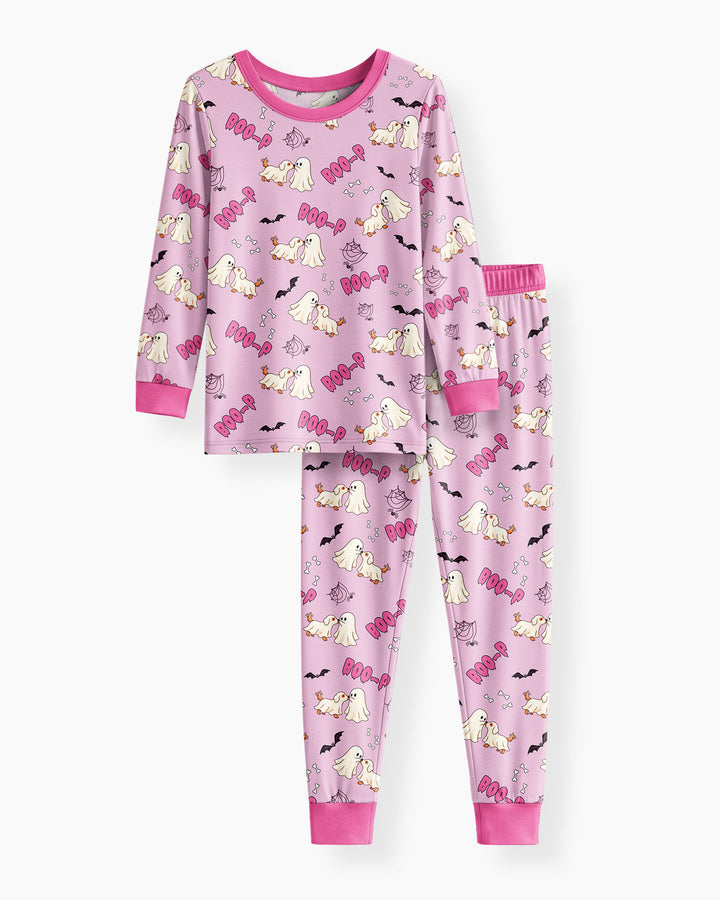 Boo-P Ghost Dog Bamboo Two Piece Long Sleeve Pajama Set
