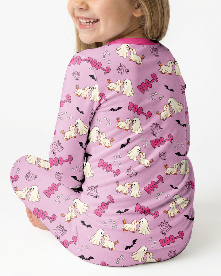 Boo-P Ghost Dog Bamboo Two Piece Long Sleeve Pajama Set