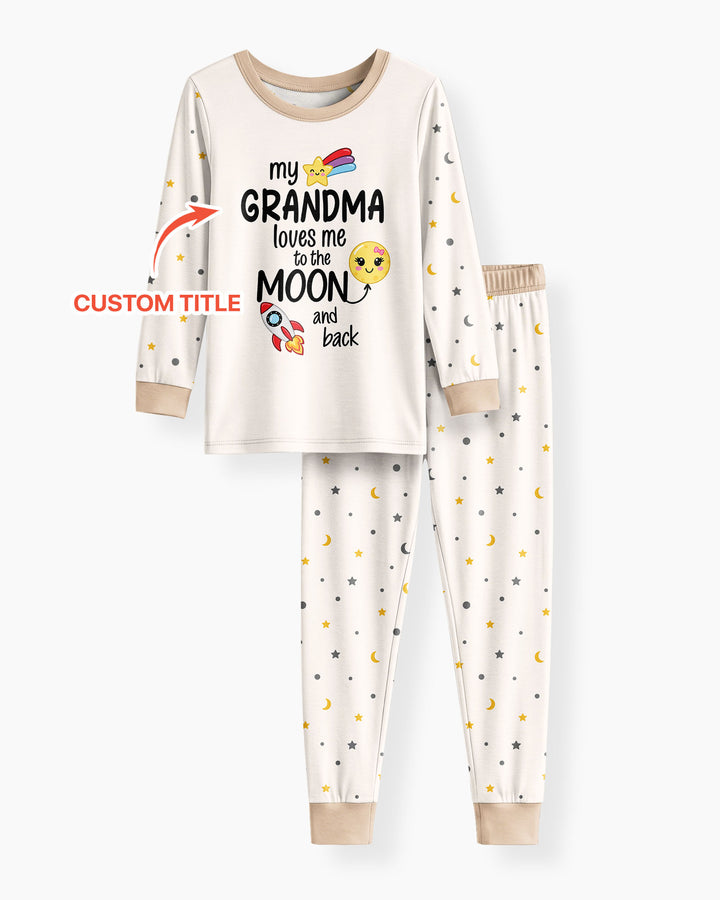 My Grandma Loves Me To The Moon And Back Bamboo Two Piece Long Sleeve Pajama Set