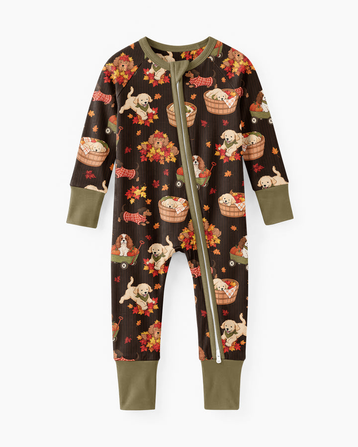 Pups in the Leaves Bamboo Convertible Zippy