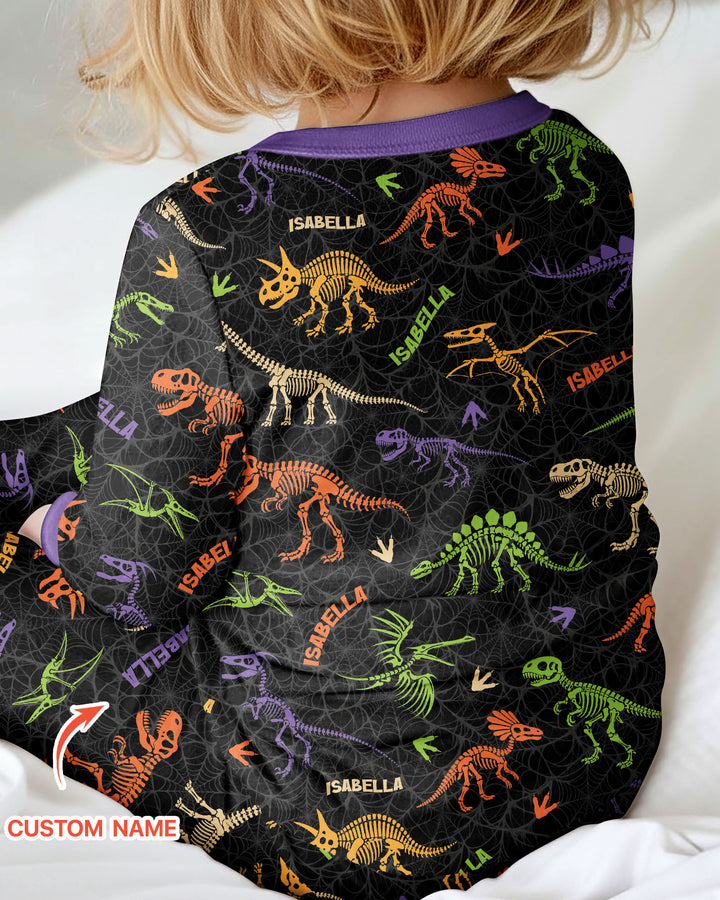 Dinosaur Skeleton Halloween Custom Name - Personalized Bamboo Convertible Zippy
