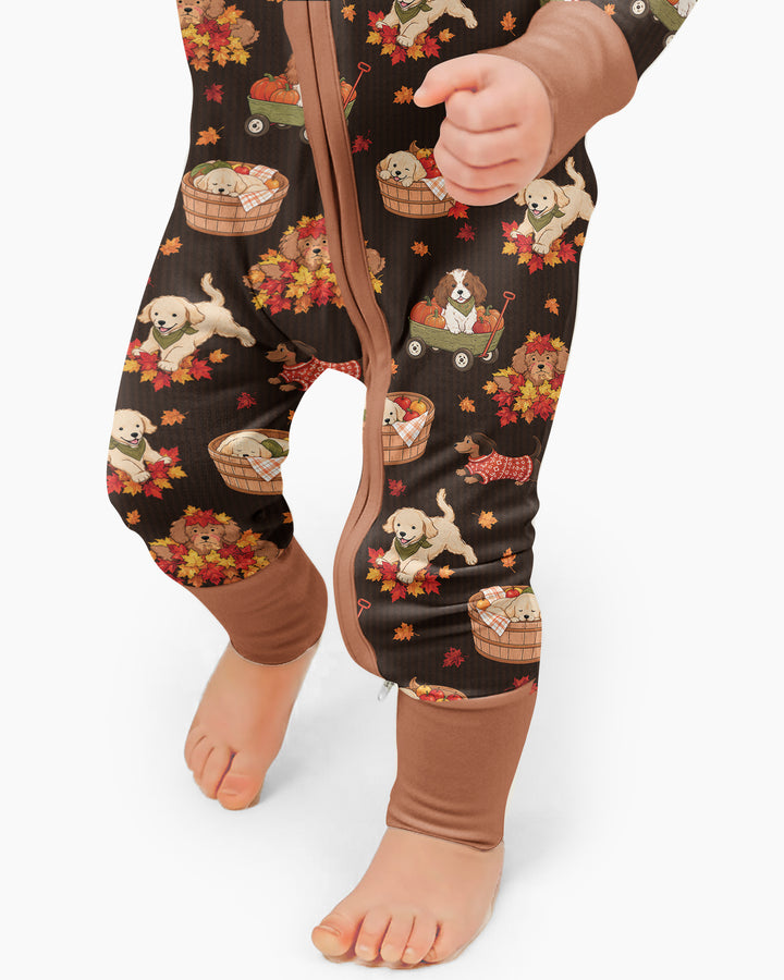 Pups in the Leaves Bamboo Convertible Zippy